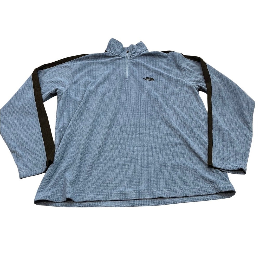 The North‎ Face Fleece Pullover Mens L Blue TKA 100 Grid 1/4 Zip Long Sleeve